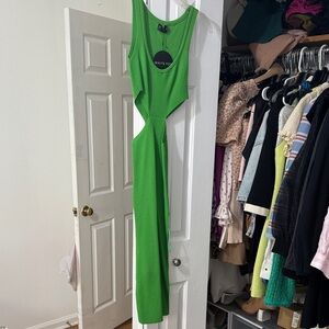 WHIT Vibrant Green Backless Dress